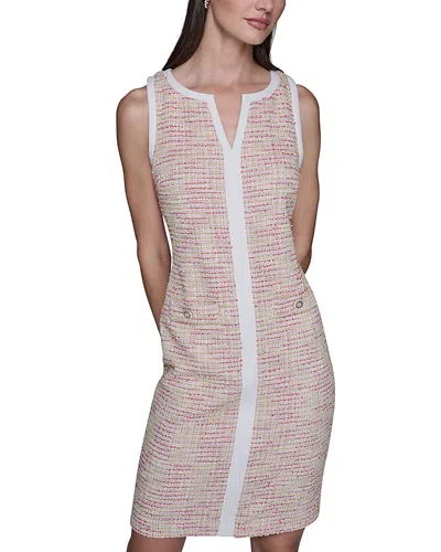 Karl Lagerfeld Tweed Knit Sheath Dress In Pink