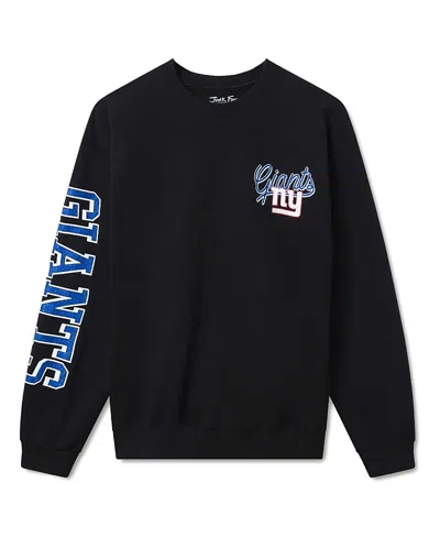 Junk Food Clothing Unisex Nfl New York Giants Glitter Flea Market Crew Fleece Sweatshirt In Black