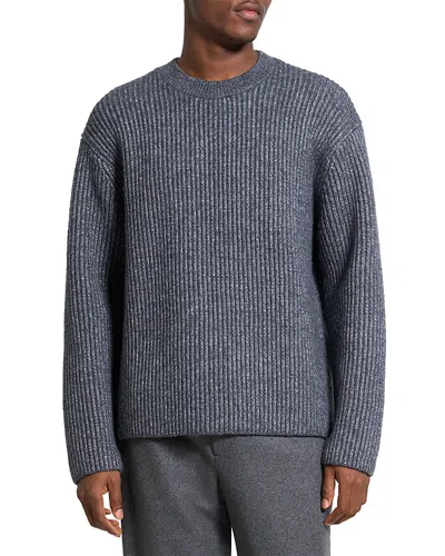 Theory Wool Blend Crewneck Sweater In Gray