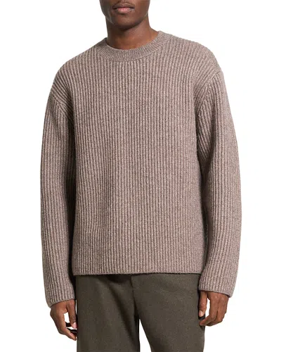 Theory Wool Blend Crewneck Sweater In Neutral