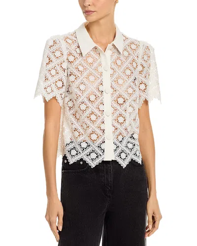 Milly Addison Tile Lace Shirt In White