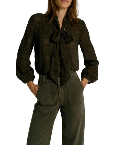 Mint Velvet Women's Floral Tie Neck Blouse In Brown