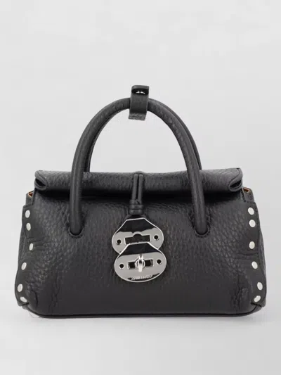 Zanellato Textured Shoulder Bag Studded Handle In Black