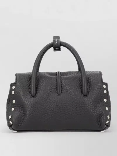 Zanellato Textured Shoulder Bag Studded Handle In Black