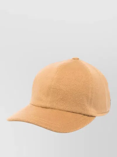 Borsalino Cashmere Baseball Cap Curved Brim In Brown
