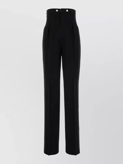 Maison Margiela High-waisted Straight Leg Wool Trousers In Black