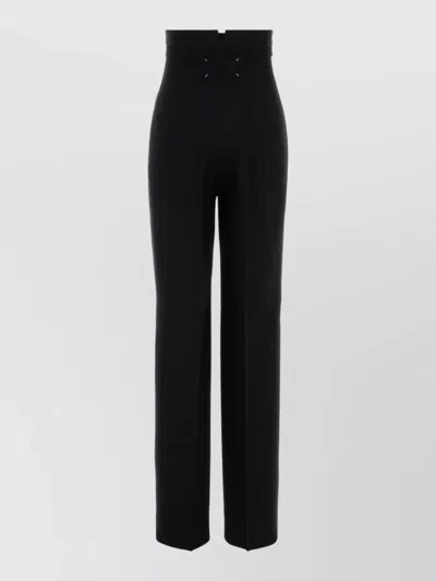 Maison Margiela High-waisted Straight Leg Wool Trousers In Black