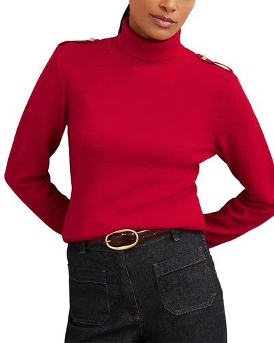 Reiss Corrine Wool Button Detail Knit Sweater In Red