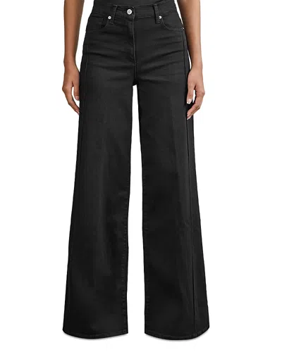 Reiss Petite Mid Rise Wide Leg Jeans In Black In Black