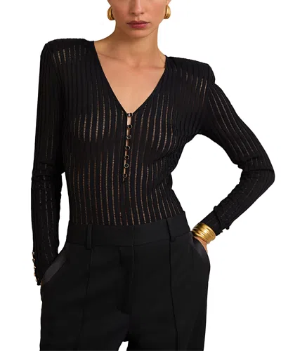 Reiss Stripe Bodysuit In Black