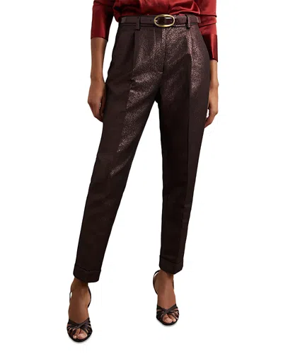 Reiss Petite Sparkle Tapered Pants In Brown