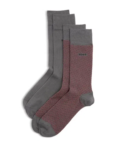 Hugo Boss Crew Socks, Pack Of Two In Gray