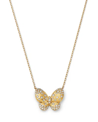 Bloomingdale's Fine Collection Diamond Butterfly Pendant Necklace In 14k Yellow Gold, 0.42 Tcw In Gold