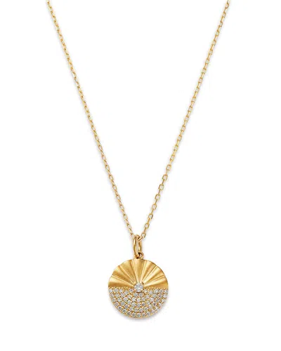 Bloomingdale's Fine Collection Diamond Disc Pendant Necklace In 14k Yellow Gold, 0.29 Tcw In Gold