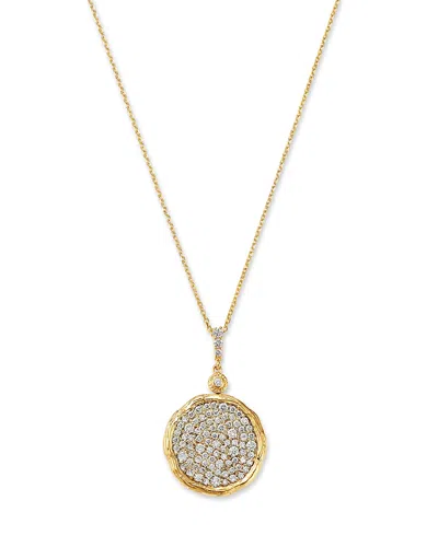 Bloomingdale's Fine Collection Diamond Disc Pendant Necklace In 14k Yellow Gold, 1.3 Tcw In Gold