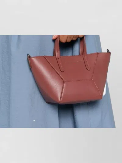 Brunello Cucinelli Versatile Leather Tote Bag With Shoulder Strap In Purple