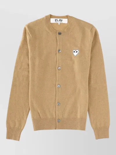 Comme Des Garçons Play Knitwear With Ribbed Cuffs And Hem In Neutral