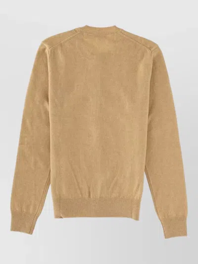 Comme Des Garçons Play Knitwear With Ribbed Cuffs And Hem In Neutral