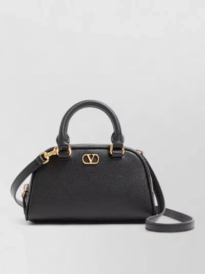 Valentino Signature Leather Mini Clutch Bag In Silver