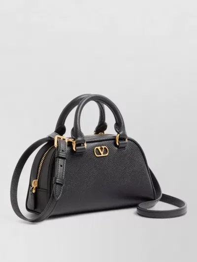 Valentino Signature Leather Mini Clutch Bag In Silver