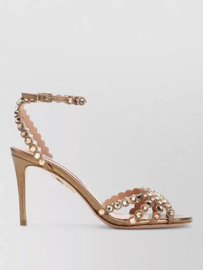 Aquazzura Stylish Open Toe Sandals With Ankle Strap In Neutral