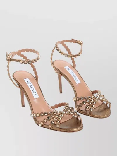 Aquazzura Stylish Open Toe Sandals With Ankle Strap In Neutral
