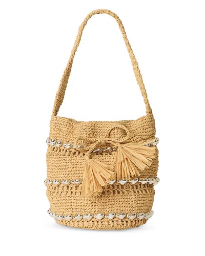 Btb Los Angeles Atlas Raffia Bucket Bag In Gold