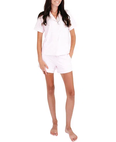 Motette Ballet Stripe Bamboo Pajama Set In White