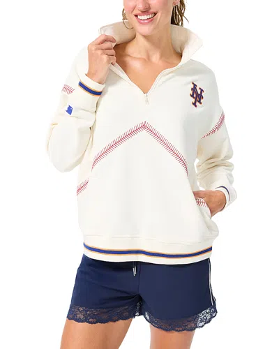 Terez New York Mets Sugar Swizzle Baseball Stitch Sweatshirt In White