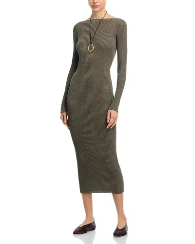 Leset Blake Ribbed Long Sleeve Maxi Dress In Animal Print