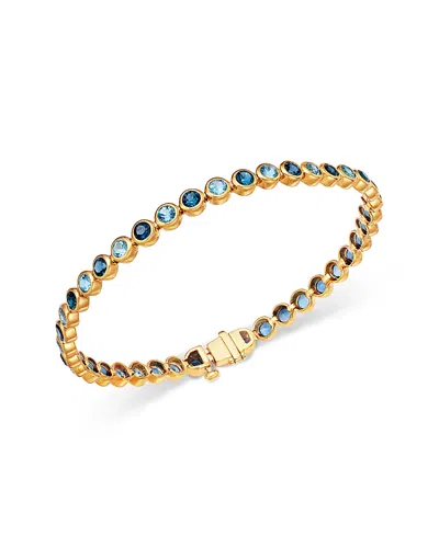 Bloomingdale's Fine Collection London Blue Topaz & Blue Topaz Bezel Set Tennis Bracelet In 14k Yellow Gold In Multi