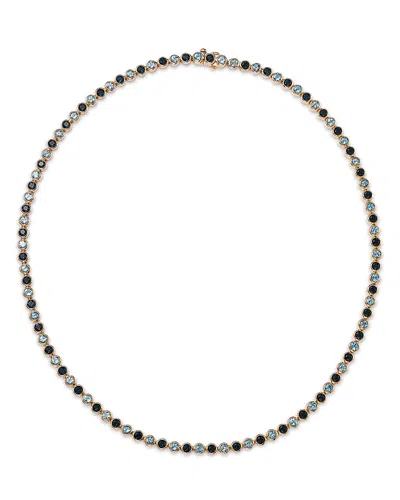 Bloomingdale's Fine Collection London Blue Topaz & Blue Topaz Bezel Set Tennis Necklace In 14k Yellow Gold, 17 In Multi