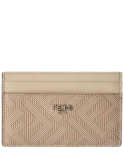 Fendi Shadow Leather Card Holder In Brown