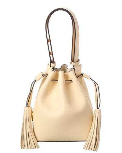 Valentino Vlogo Signature Leather Bucket Bag In Nude