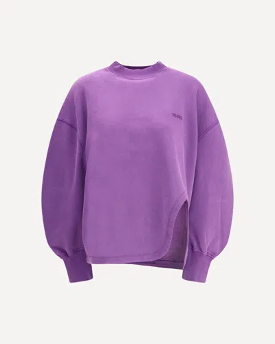 Attico Oversized Sweater With Side Slit In Purple