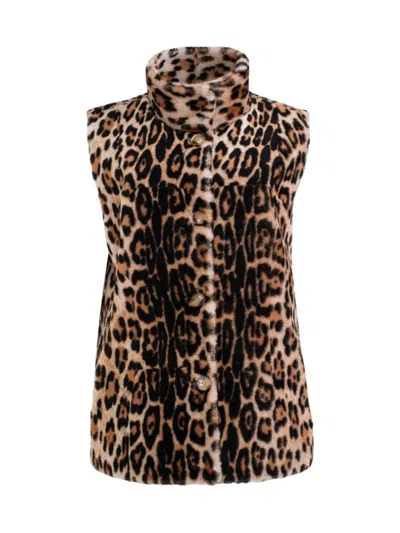 Wolfie Furs Women's Made For Generations Animal Print Reversible Shearling Vest In Animal Print