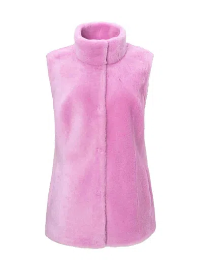 Wolfie Furs Women's Made For Generations Animal Print Reversible Shearling Vest In Pink
