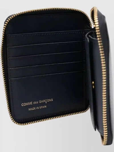 Comme Des Garçons Leather Wallet With Zip Around And Card Slots In Black