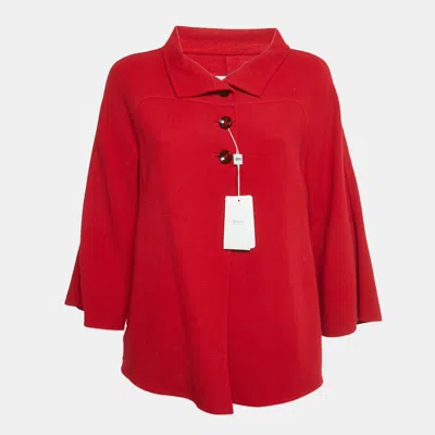 Pre-owned Armani Collezioni Red Wool Knit Jacket M