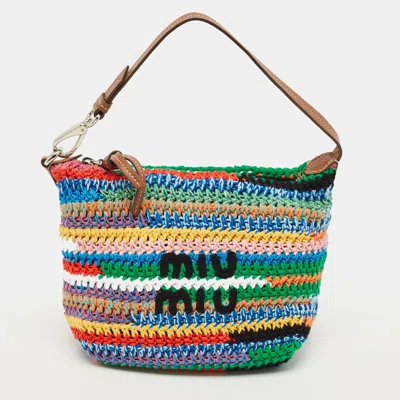 Pre-owned Miu Miu Multicolor Crochet Fabric Pouch