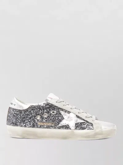 Golden Goose Star Patch Leather Round Toe Sneakers In Gray