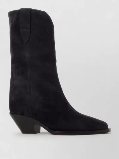 Isabel Marant Duerto Cuban Heel Suede Ankle Boots In Black