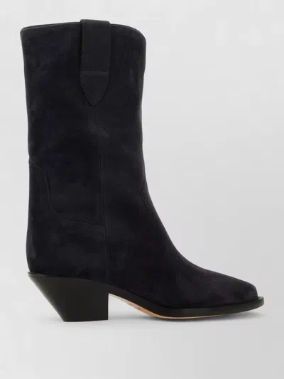 Isabel Marant Duerto Cuban Heel Suede Ankle Boots In Black