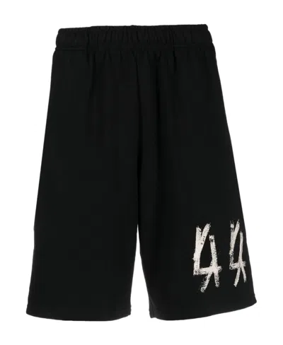 44 Label Group Logo-print Cotton Track Shorts In Black