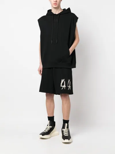44 Label Group Logo-print Cotton Track Shorts In Black