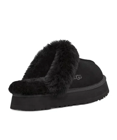 Ugg Disquette Shearling-trimmed Suede Slippers In Black