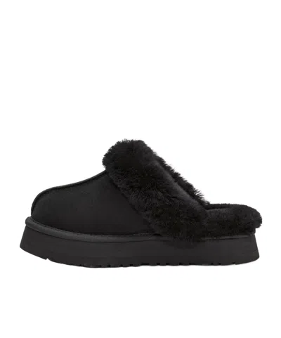 Ugg Disquette Shearling-trimmed Suede Slippers In Black