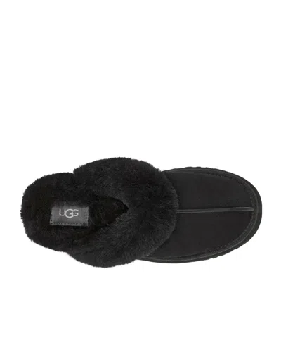 Ugg Disquette Shearling-trimmed Suede Slippers In Black