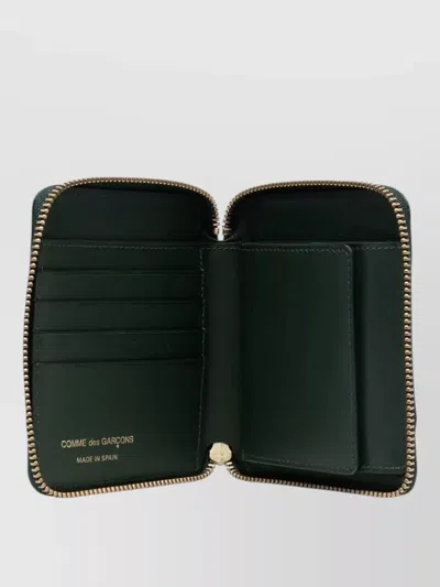 Comme Des Garçons Leather Zip-around Wallet Featuring Card Slots In Green