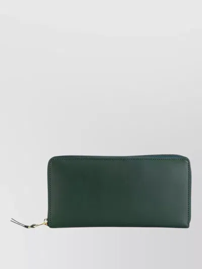 Comme Des Garçons Leather Wallet With Zip-around And Card Slots In Green